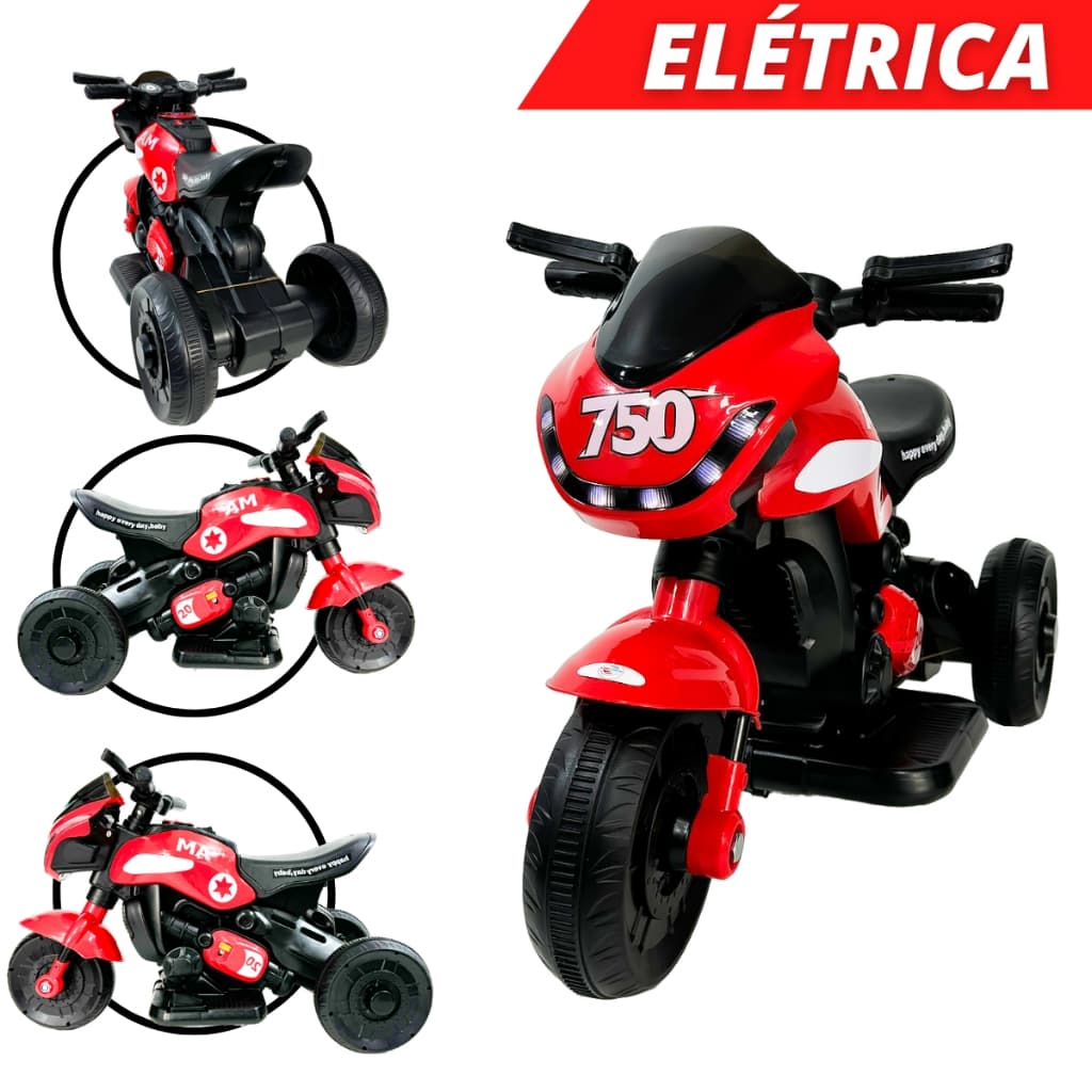 Mini Moto Elétrica Infantil Motinha Triciclo com Luz e Som Bateria 6v Recarregável