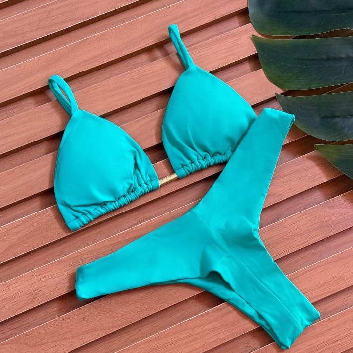 Biquíni asa delta calcinha fio duplo bojo removível busto cortininha