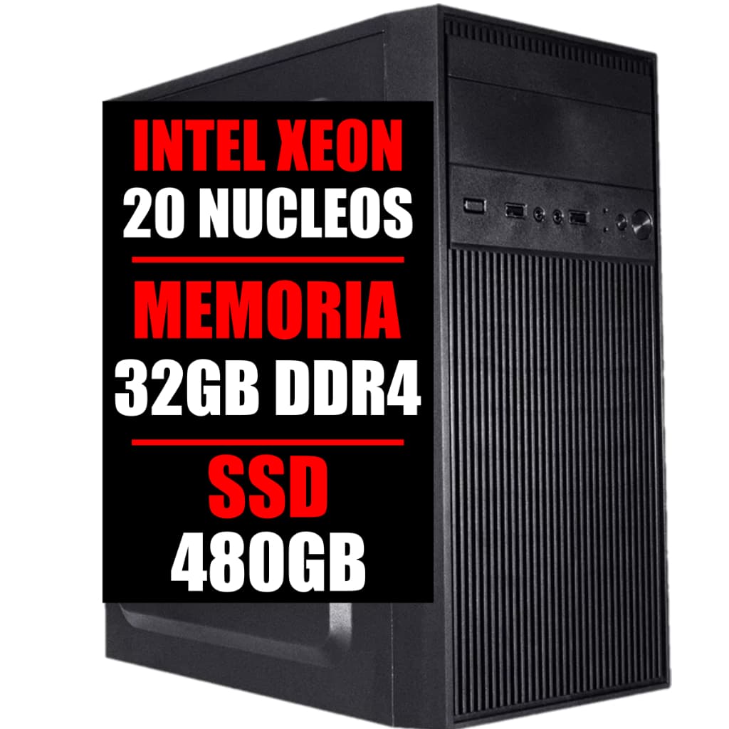 Pc Servidor Cpu Xeon E5 20 Nucleos, 32GB DDR4, Ssd 480Gb, GeForce, Windows 11