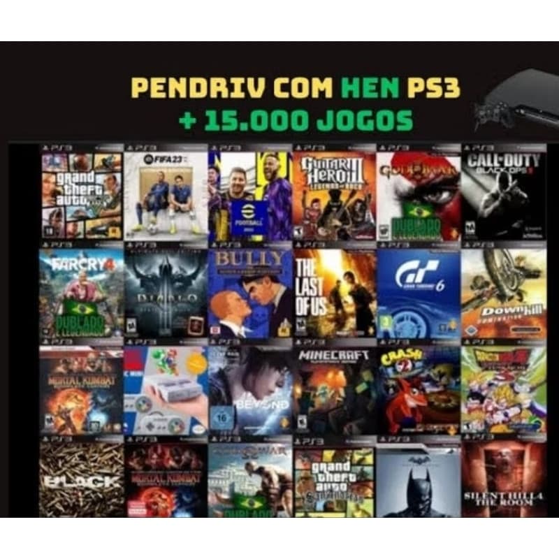 super pen-drive com desbloqueio do hen PS3 + 15 mil jogos liberados para baixar e instalar