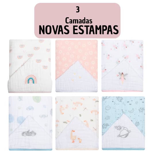 TOALHA DE BANHO (CAMADA GROSSA) PAPI SOFT COM CAPUZ 3 CAMADAS BORDADO 90CM X 75CM CONTEM 01 UN 1946