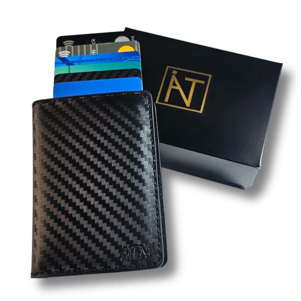 Carteira Fibra Masculina Cartao Rfid Anti Furto Essencial Cor Carbon X