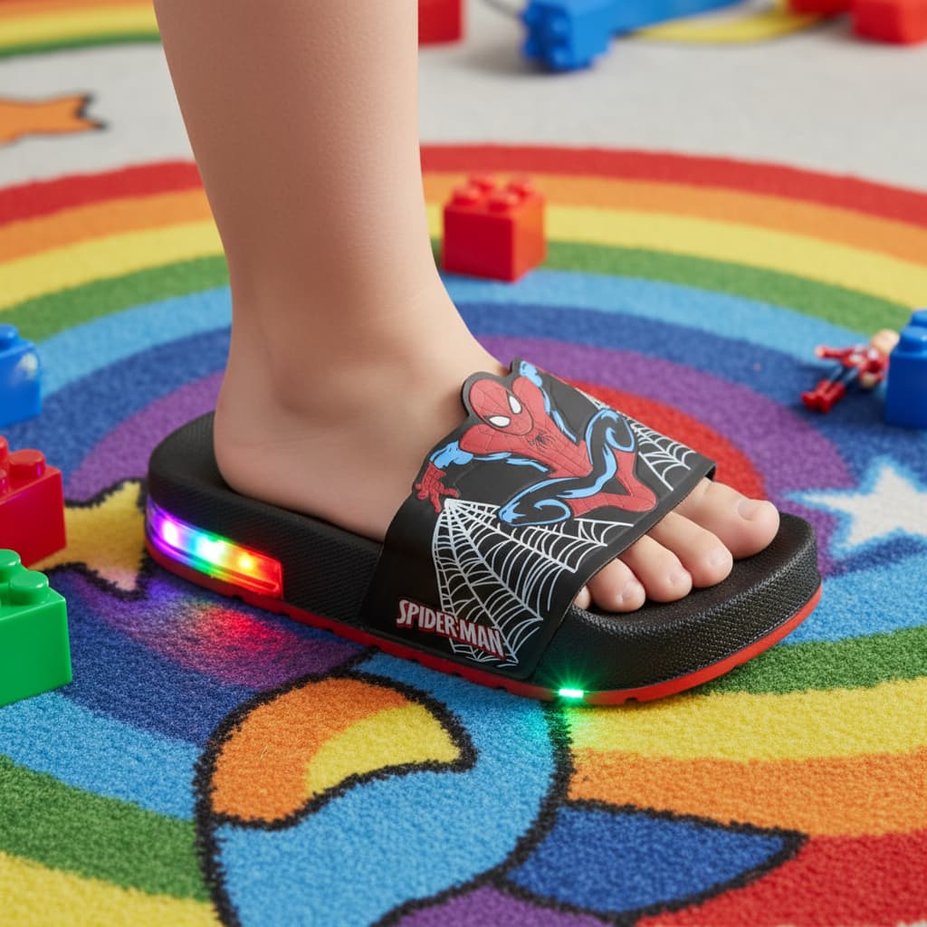 Chinelo Slide Homem Aranha Infantil LED Confortável Leve Antiderrapante Envio Imediato