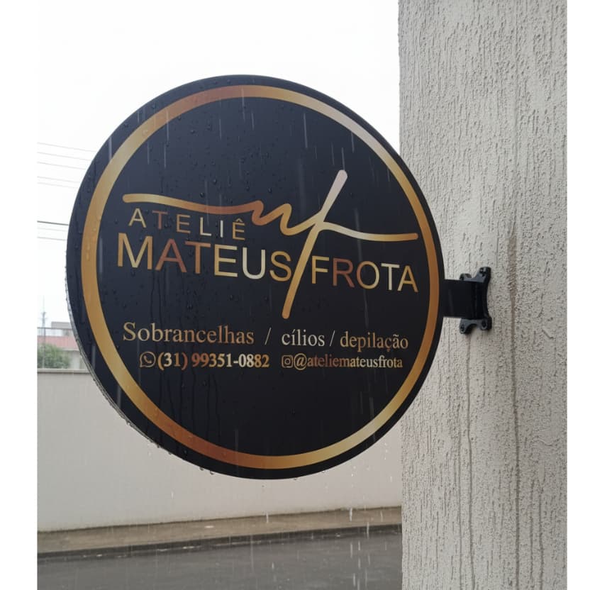 Placa logo em PVC- Picolé - PARA EXTERNO  -  dupla face/estrutura de metal com 3 furo fixação