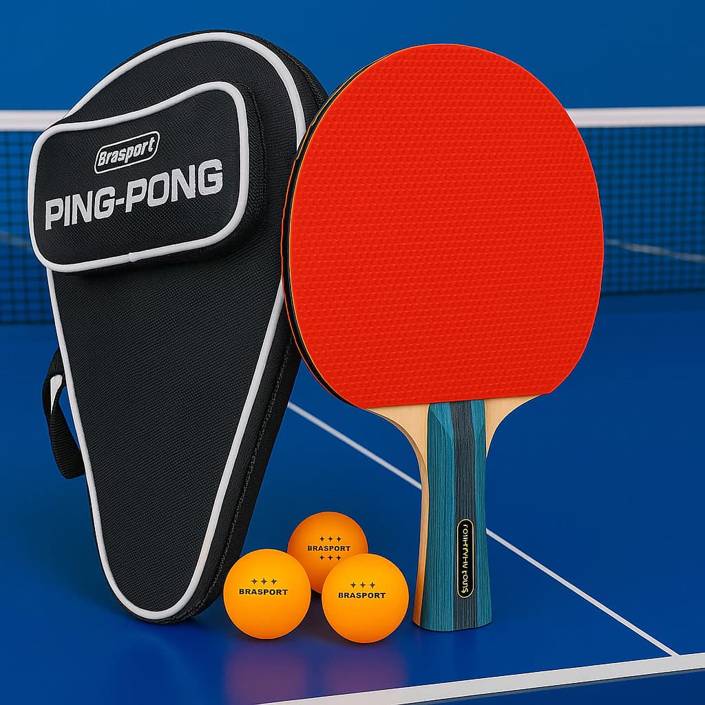 Kit Raquete profissional + 3 bolinha de Ping Pong Tênis de Mesa 3 estrelas + Capa da Raquete
