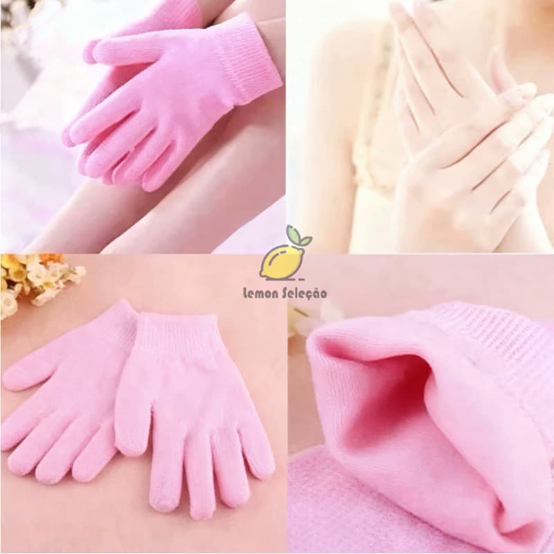 Luva Silicone Gel Hidratante Cicatrizante Mãos Ressecadas Rachada Esfoliante spa clareamento