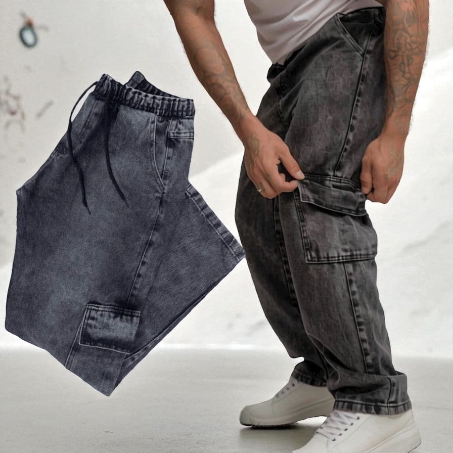 Kit 2 Calças Cargo Casual Jeans 4 Bolsos Estilo Qualidade  Premium Masculino ou Unitaria