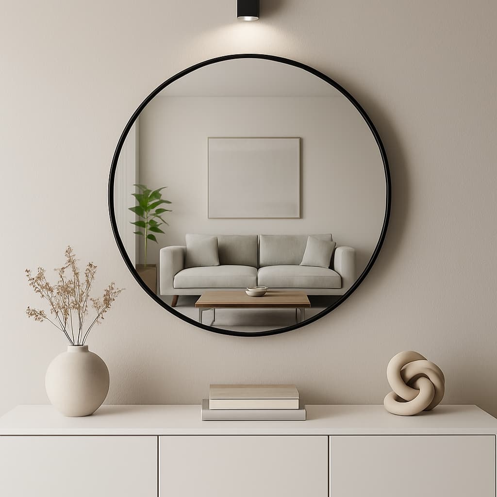 Espelho Adnet Couro + Suporte Fixação 60cm 50cm 40cm 30cm Sala Quarto Banheiro Hall