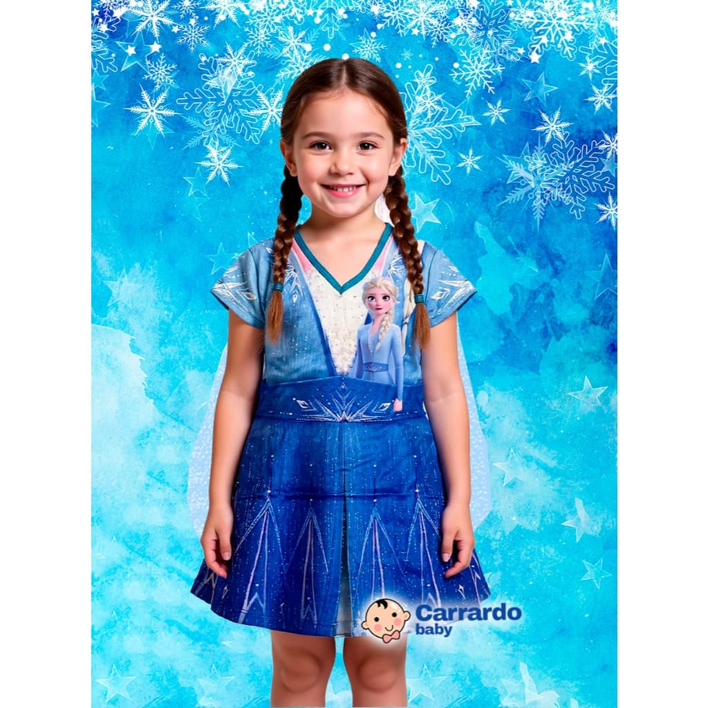 Fantasia Vestido Infantil Menina Elsa Princesa Com Capa Longa Premium Festa Aniversário Halloween