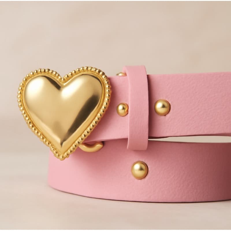 Lindo Cinto INFANTIL feminino fivela CORAÇÃO dourada para meninas estilosas e modernas
