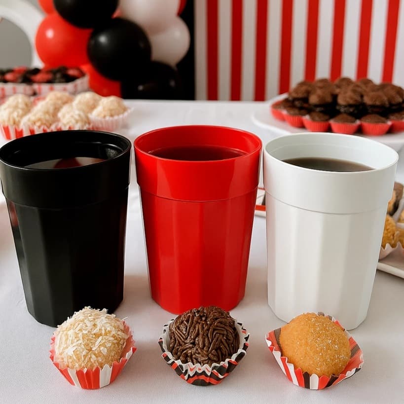 Kit 5 a 50 Copos Reutilizáveis 350ml Plástico Resistente Lavável Colorido Para Festa Eventos Criança