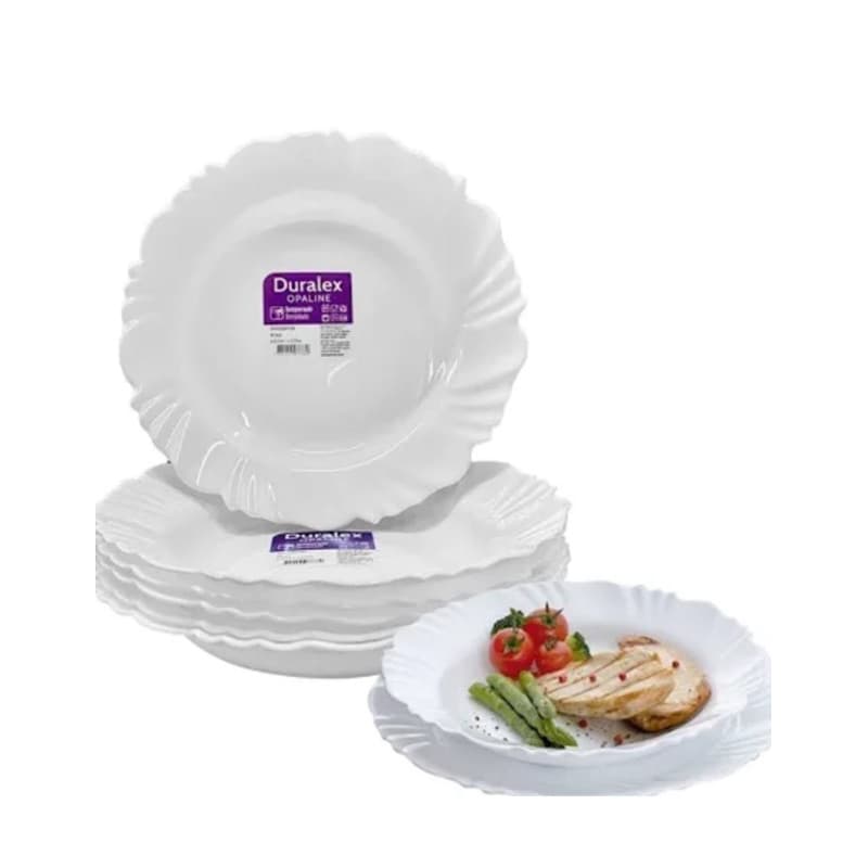 Jogo 04 Pratos Fundo Branco Duralex Opaline Vidro Pétala Nadir Almoço /Janta