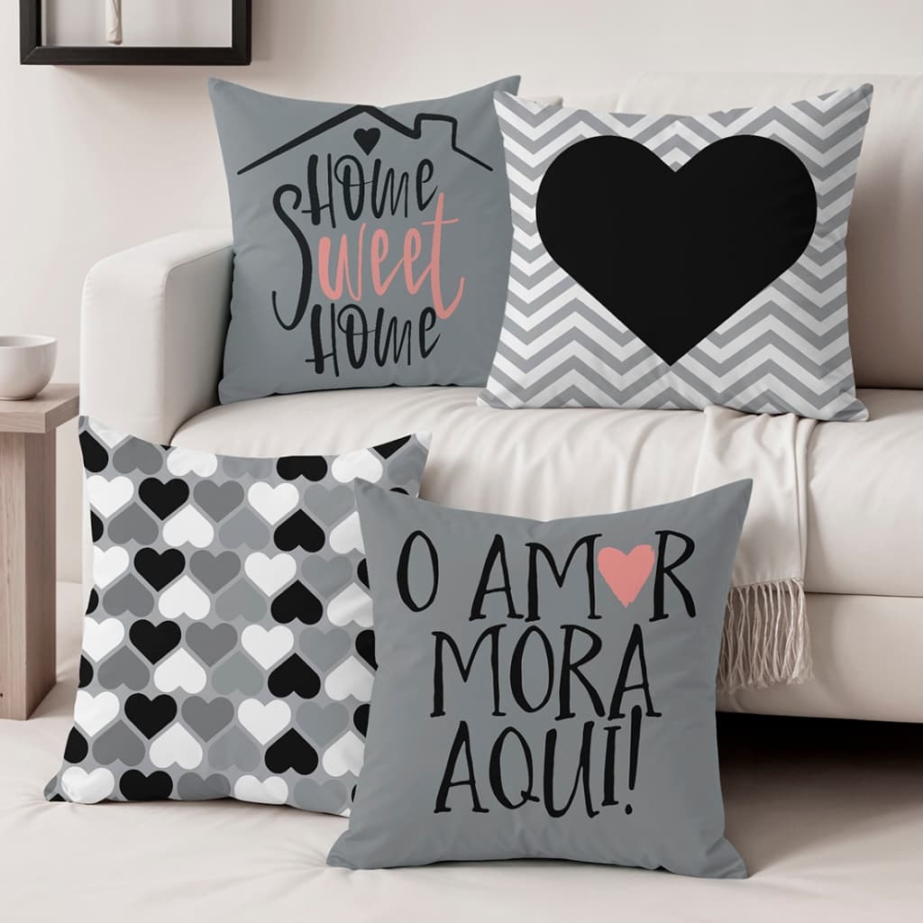 Kit Com 04 Capas De Almofadas Decorativas 45x45 Em Oxford