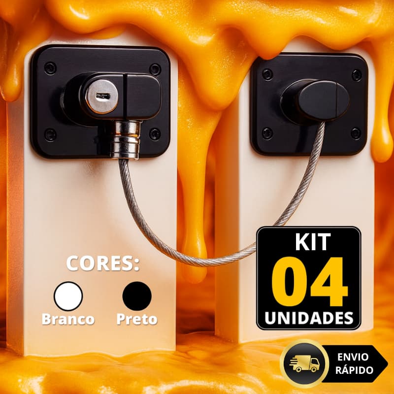 Trava Tranca com Chave Geladeira Freezer Porta Janela e Gaveta Instalação Sem Furar