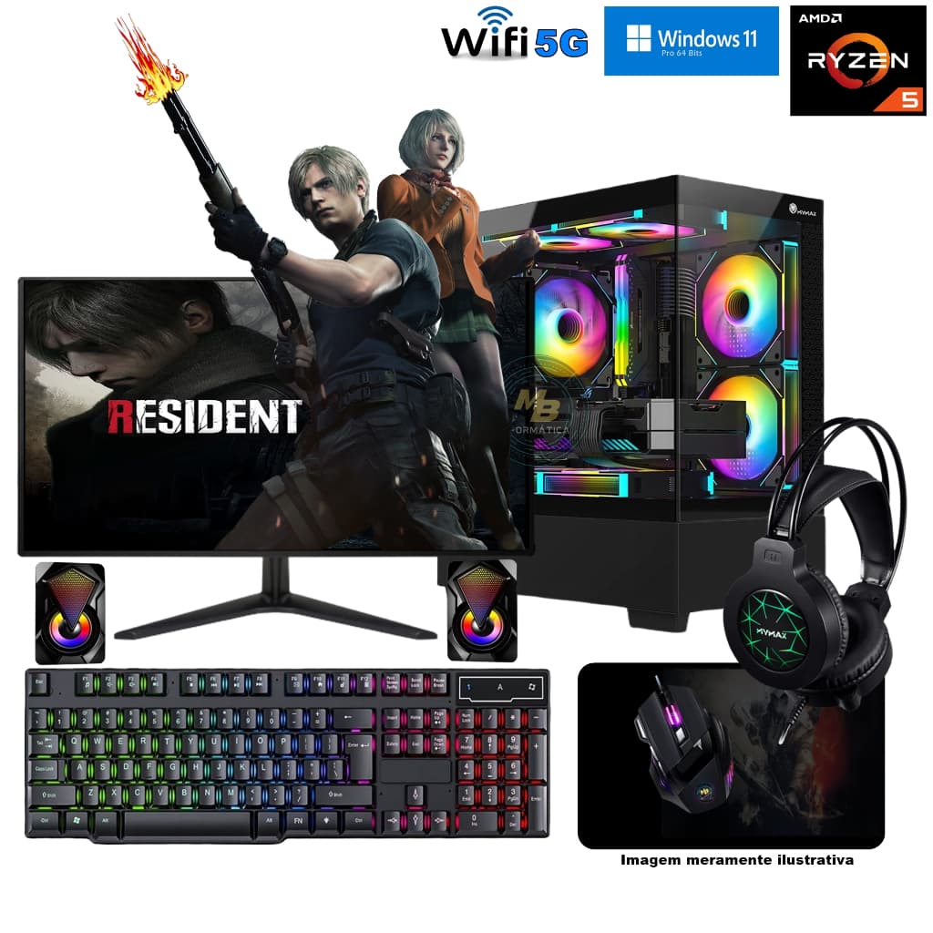Cpu Gamer Completo Ryzen 5 5600GT + 32GB Ram 3200mhz profissional e gamers c/garantia suporte e NF.