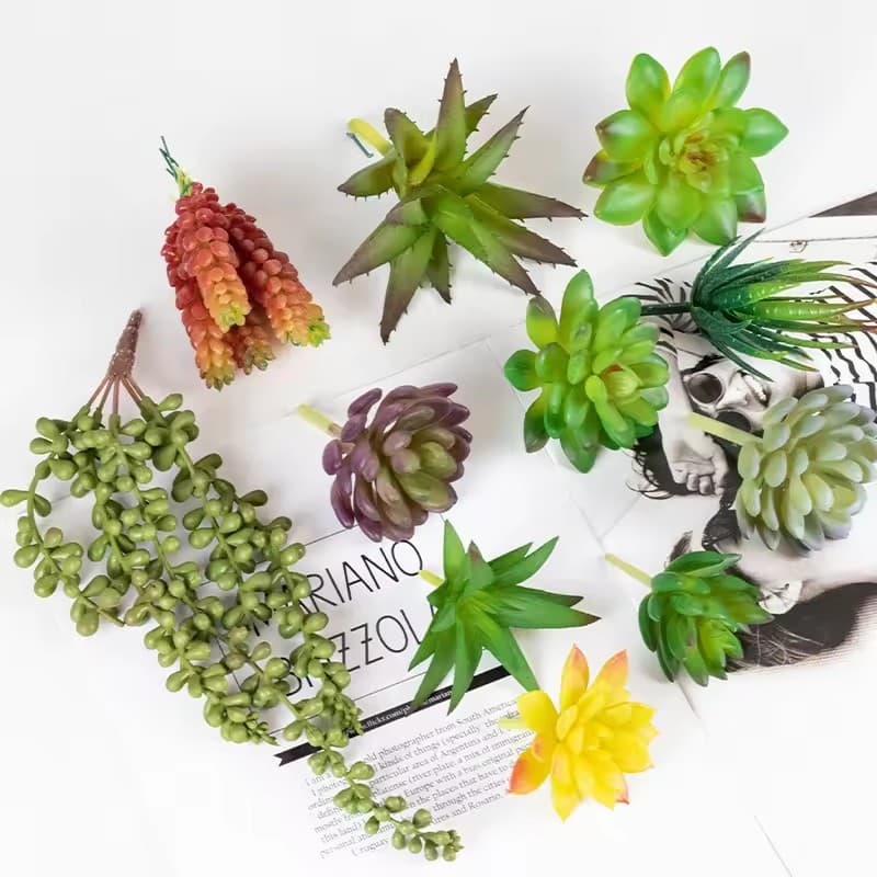 3 a 12 PCS Mini Suculentas Realistas Artificiais SORTIDAS Estilos Cores Misturados - Pequena