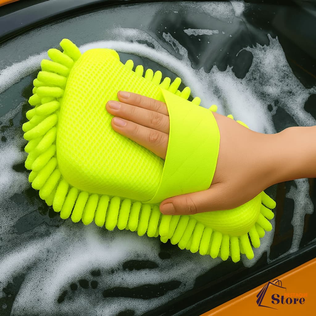 Esponja Com Pegador Multiuso Anatômica Para Carro Microfibra Limpeza