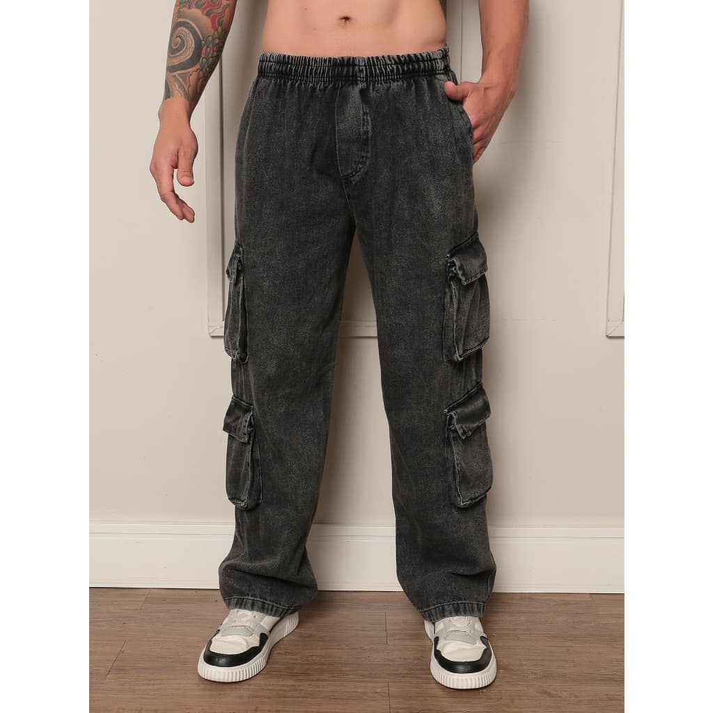 Calca Cargo Masculina Cinza 4 bolsos, prático e estilo urbano estilo universitário