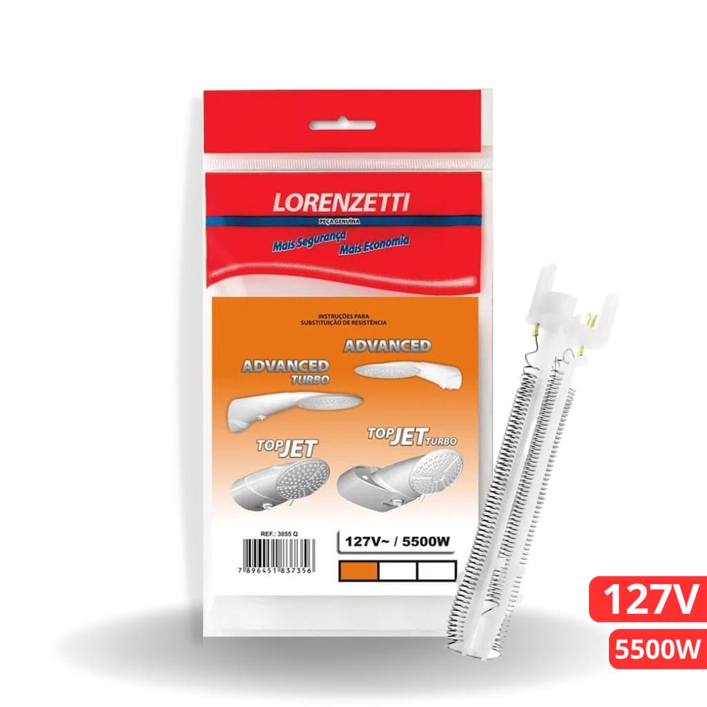 Resistência Chuveiro Lorenzetti Advanced e Top Jet Multitemperaturas 127v 5500w