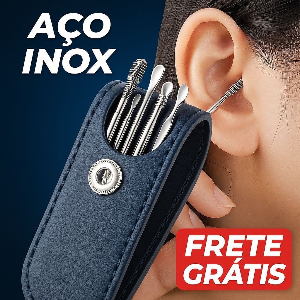 Kit Jogo Removedor De Cera De Ouvido Fácil LimpezaReutilizável + Estojo (6 Peças)