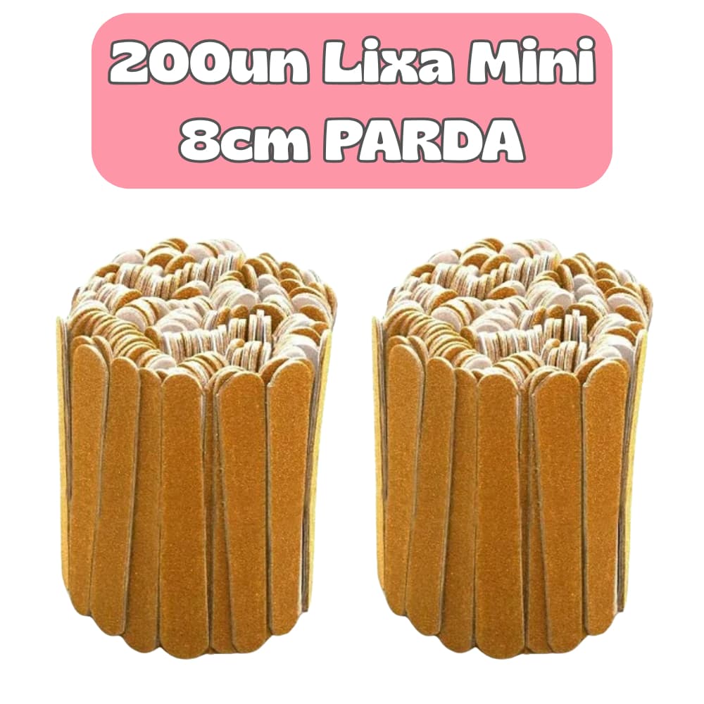 200Un Lixa de Unha Mini 8cm PARDA Descartável para Manicure Pedicure Estética Salão de Beleza Spá
