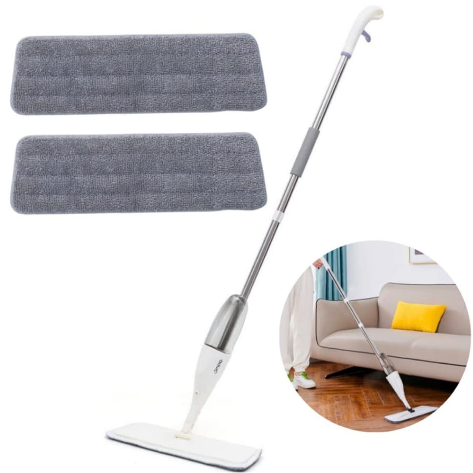 Mop Spray Giratório Limpeza Flash Mágico Rodo Esfregão Com Reservatório + 2 Refil