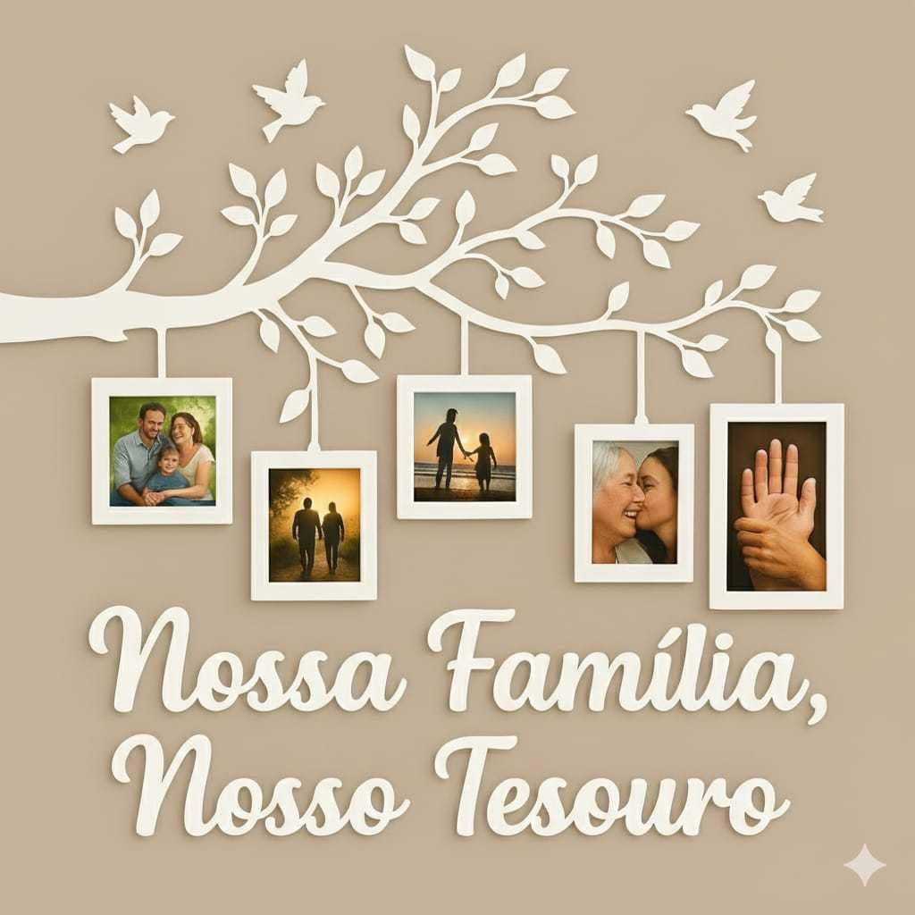 Porta Retrato 10x15 Parede Árvore Genealógica em MDF – Nossa Família Nosso Tesouro