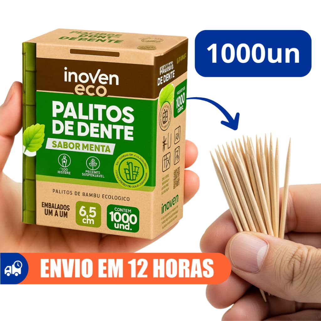 Palito De Dente Bambu Mentolado Embalados Um a Um 1000un Marca Inoven