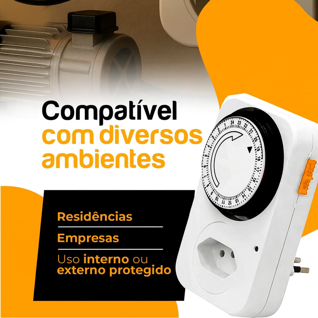 Temporizador Timer Analógico Energia com Plug Liga E Desliga Bivolt