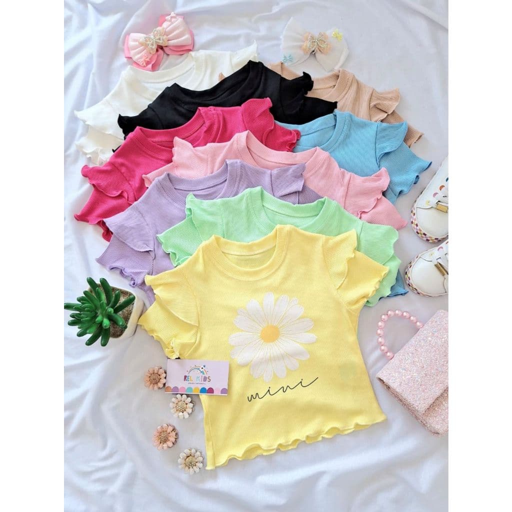 Cropped Infantil Menina Margarida Mimi Manga Dupla Linda  Canelado Ribana DTF02