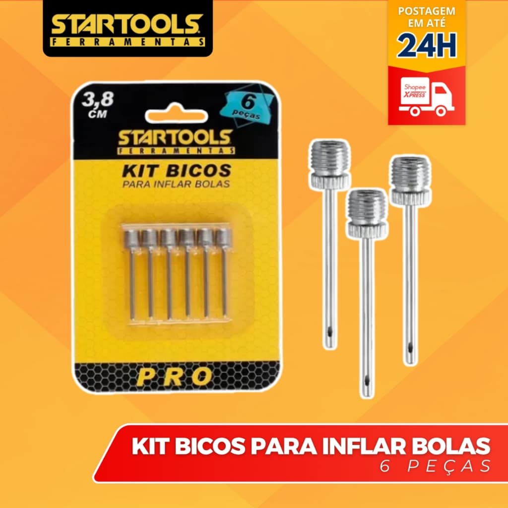 Kit 6 Bico Bomba D Ar Inflar Encher Bola I-16 Startools Inox