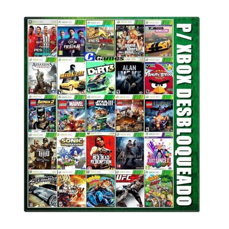 Kit Xbox 360 + EXPLOIT+para Xbox 360 bloqueado c/ 10 jogos completos + 2000 retrô