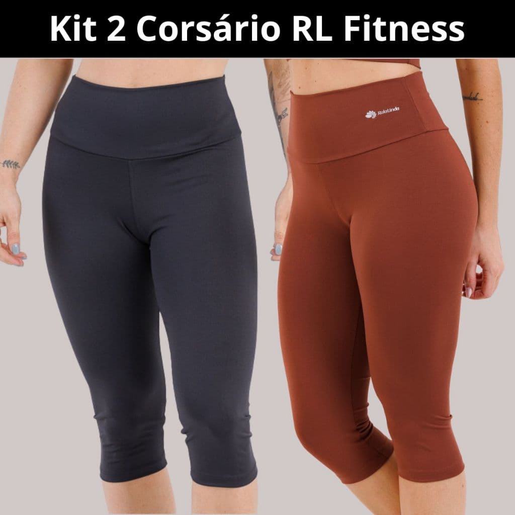 KIT COM 2 BERMUDAS CORSÁRIO LEGGING FITNESS PARA ACADEMIA 90222-K2-C5