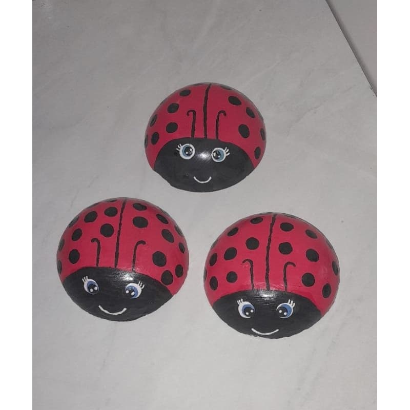 kit 3un de enfeite para jardim joaninha