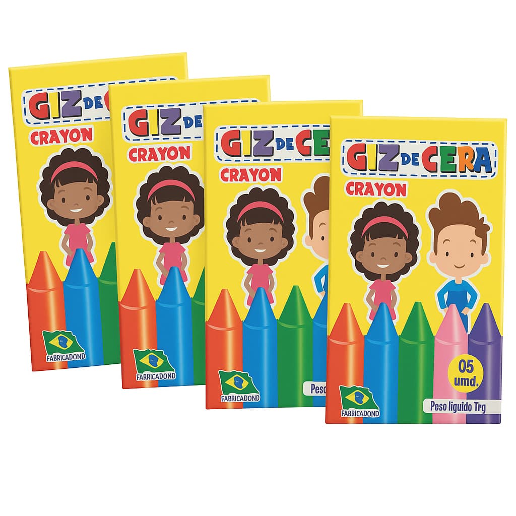 100 Caixinhas Mini Giz de Cera 5 Cores 5cm – Atacado Lembrancinha Festa Infantil Revenda