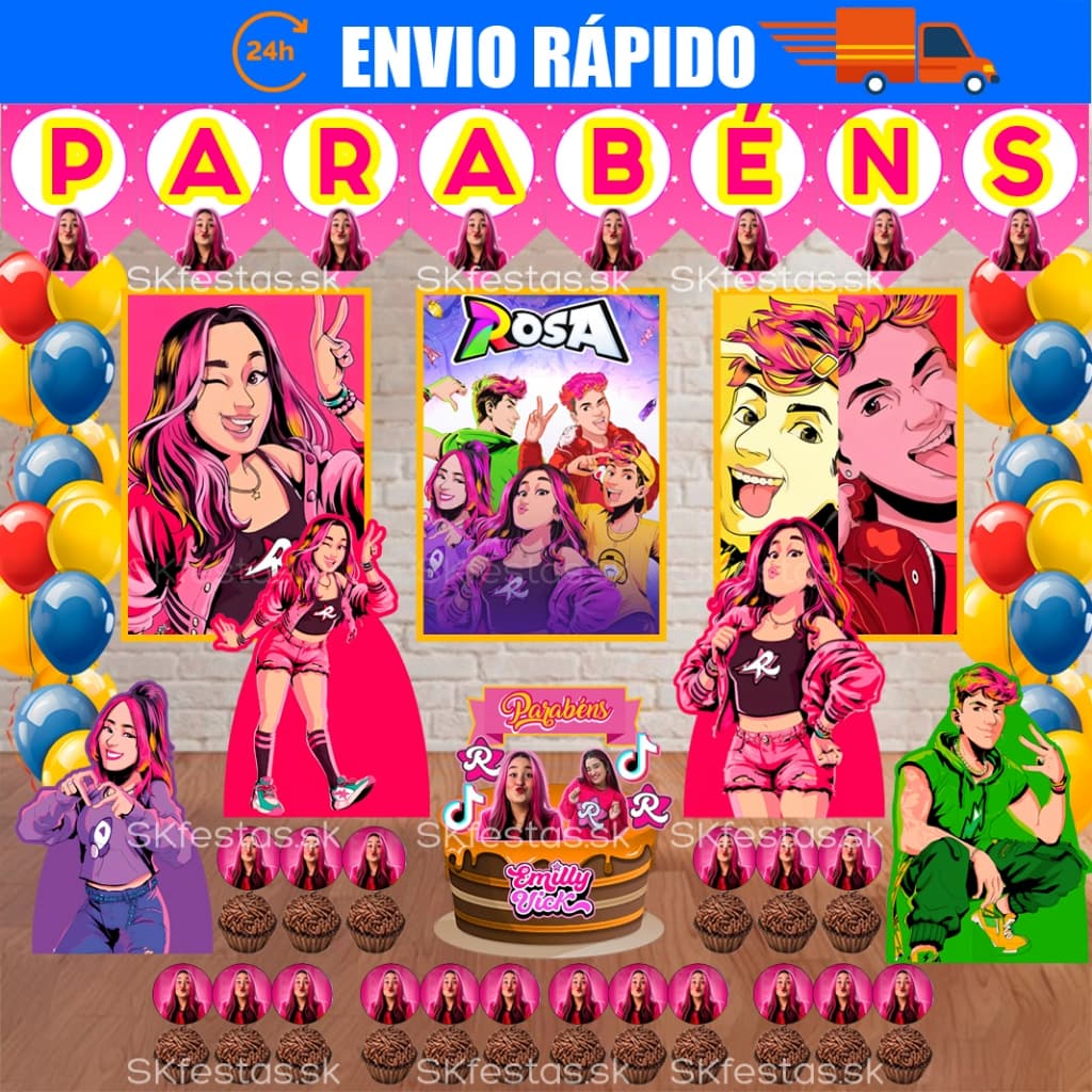 Kit Festa - Emilly Vick - Emilly Vick Grupo dos Rosas - Aniversário - Festa - Mêsversário