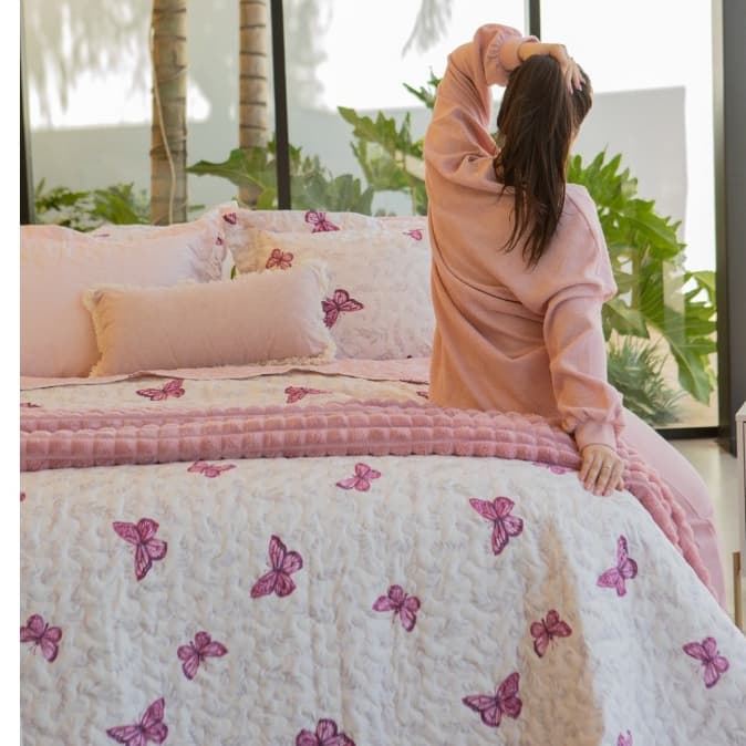 Cobre Leito Colcha Avere 3 Peças 200 Fios Dupla Face Matelado com 2 Porta Travesseiro - Lançamento