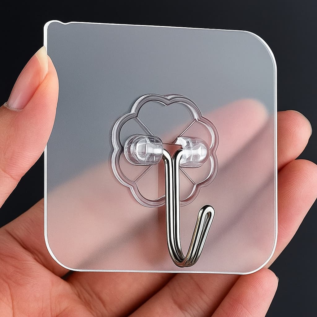 Gancho Adesivo Parede Multifuncional Transparente Autocolante Metálico Premium