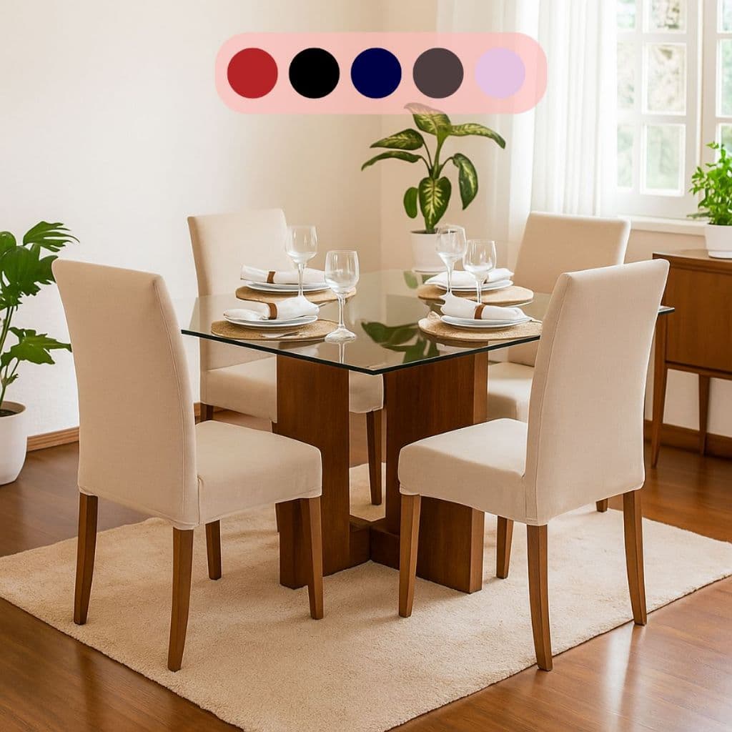 Kit 4,6,8  Capa De Cadeira Malha Gel p/ Mesa De Jantar - Várias Cores