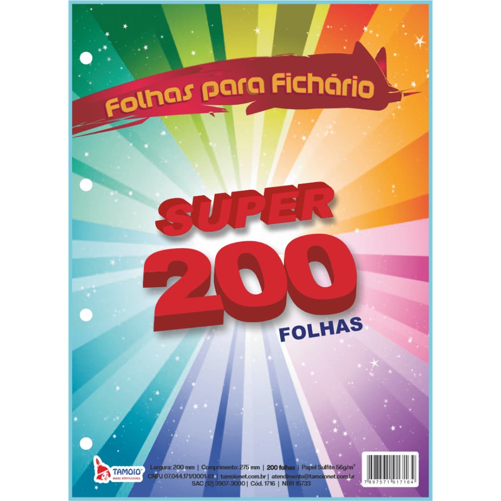 Folha de Fichário 200 Folhas Pautadas Refil Fichário