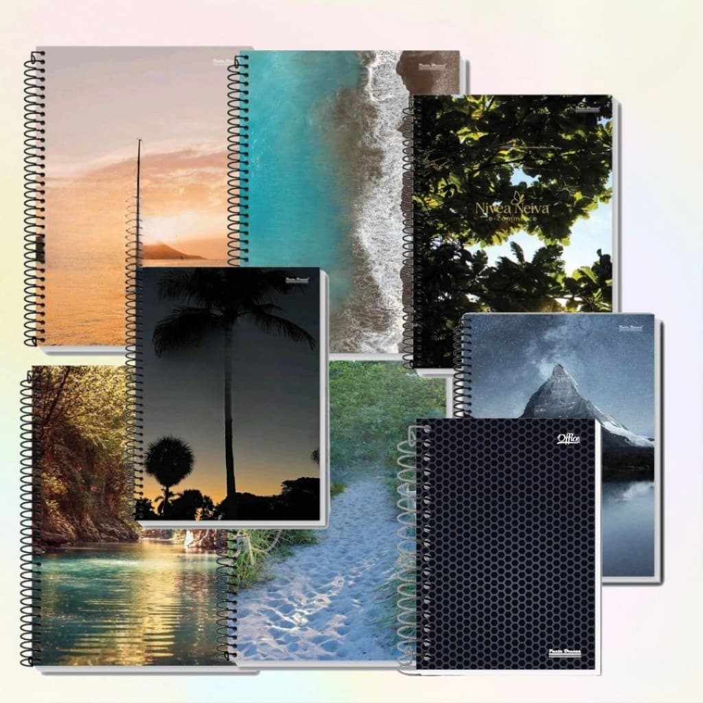 Caderno PEQUENO 200 folhas A5 Capa Dura Office 1/4 Preto Ou Paisagem
