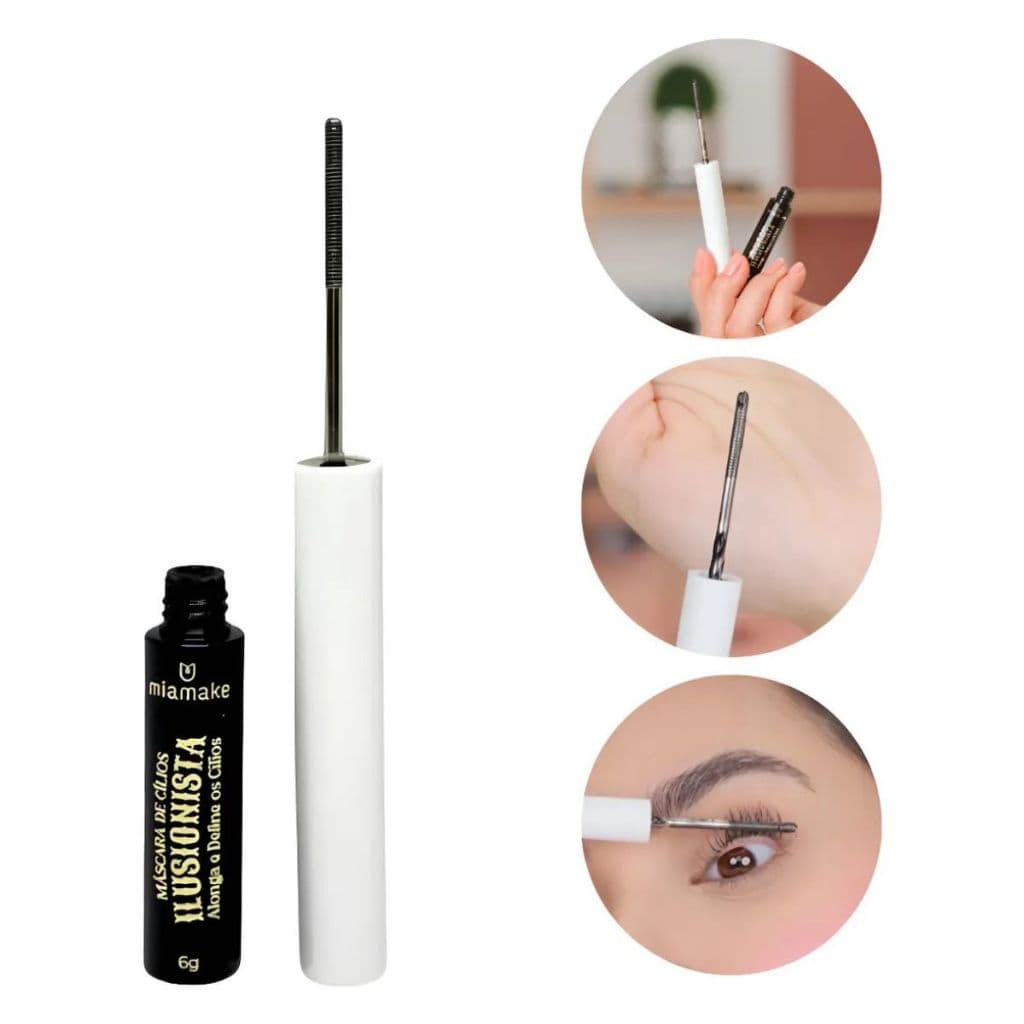 Máscara de Cílios Rimel Ilusionista Alonga e Define Mia Make 6g Rimeo Pincel Tecnológico Lançamento