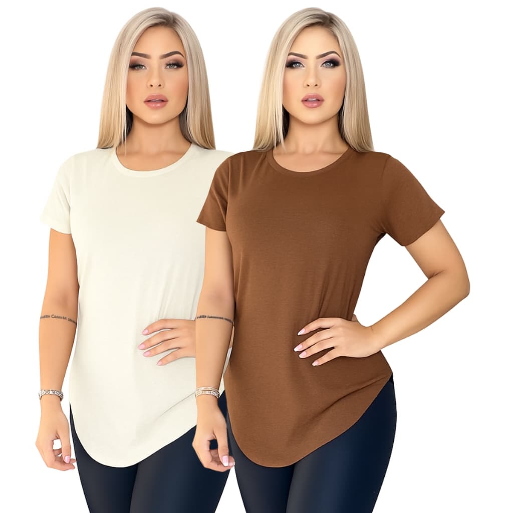 Blusinha Feminina Long Line Academia Basica Lisa Blusa Basica