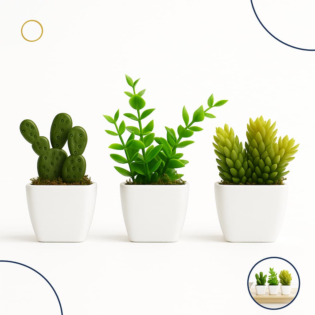 Kit Vasos Decorativos Vasinhos Com Plantas Artificiais Para Sala Decoração Suculentas Artificiais