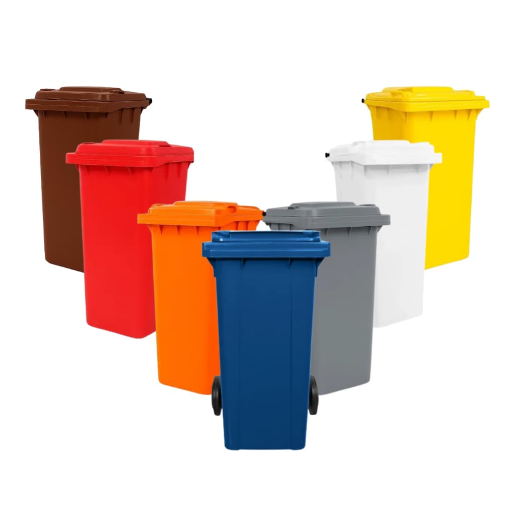 Lixeira Seletiva Carrinho Coletor Contentor Europeu Lixo 120l C/ Rodas Tampa