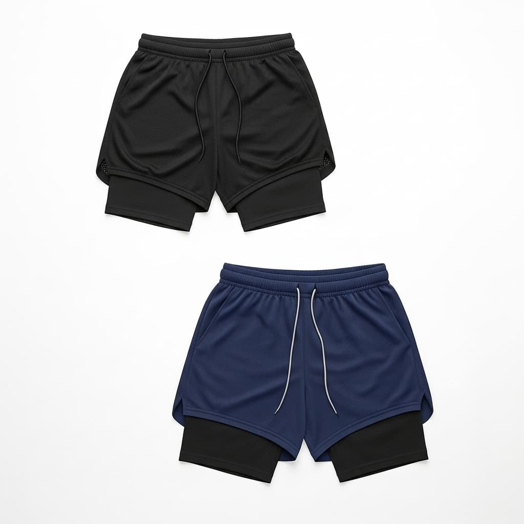 Kit 2 Shorts Masculino 2 em 1 Corrida para treino ou Academia
