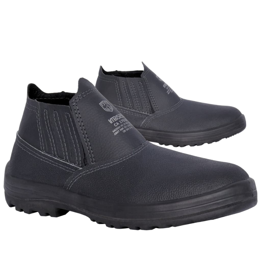 Bota Botina Masculina Couro Trabalho Segurança Epi Bico Pvc Fechamento por elástico