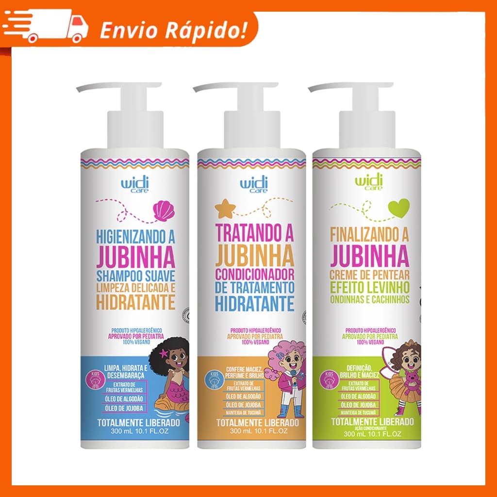 Kit Widi Care Jubinha Shampoo + Condicionador + Creme de Pentear Levinho