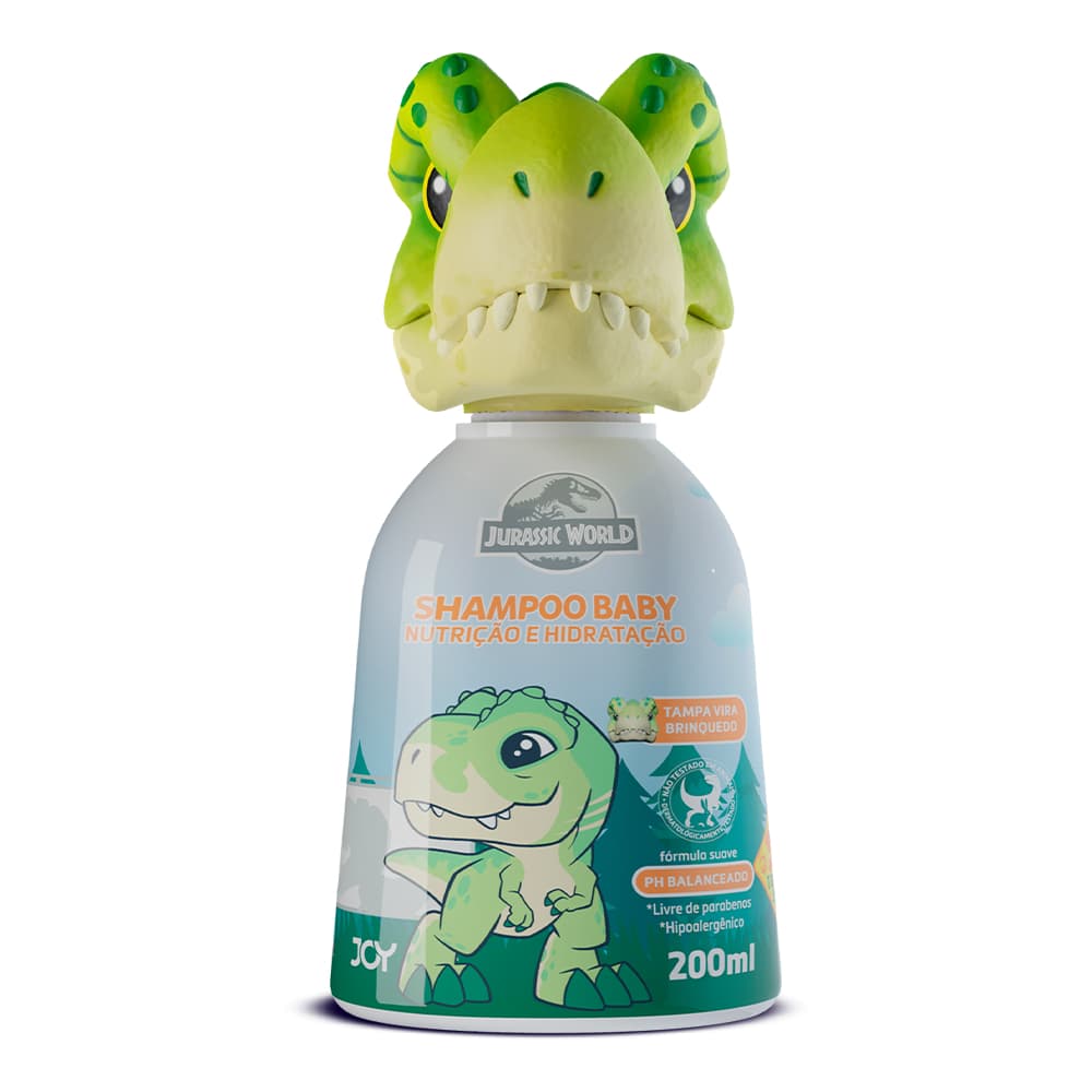 SHAMPOO BABY JURASSIC WORLD - Hidratação e Nutrição - Com Tampa Brinquedo - 200ml