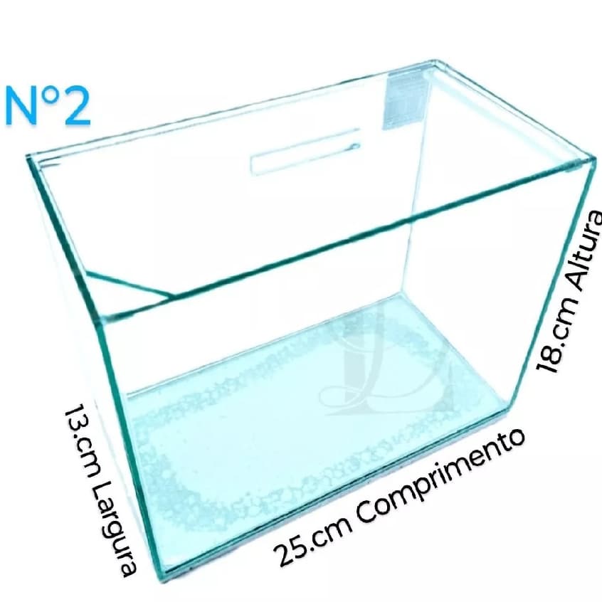 Aquário N2 Retangular 25x13x17cm 5 Litros para Peixes Ornamentais e Plantas de Vidro com Tampa betas